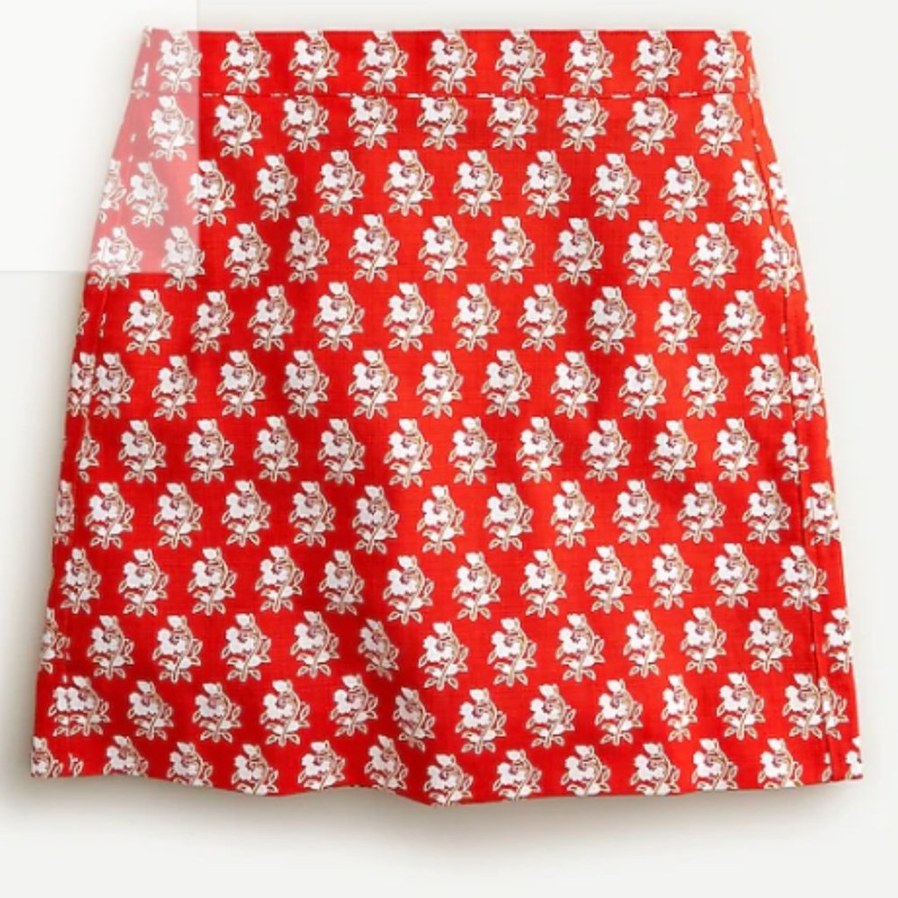 Stretch grasscloth mini skirt in classic block print